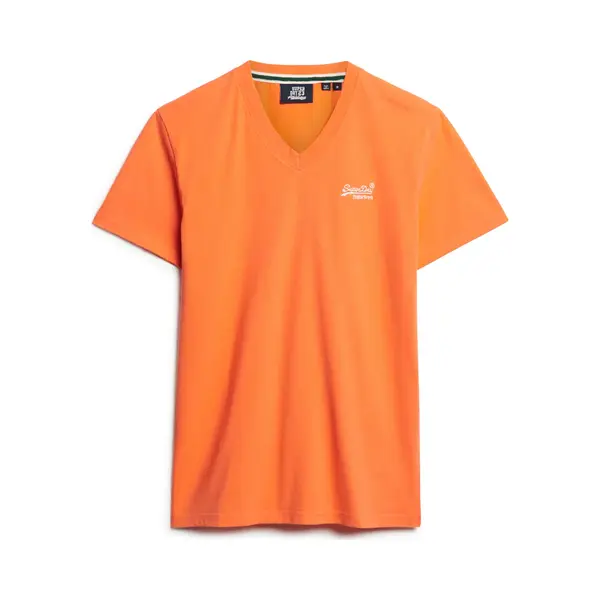 Superdry, Herren, Shirts, Essential Logo T-Shirt Aus Bio-Baumwolle Mit V-Ausschnitt, Orange, (Xl) thumbnail