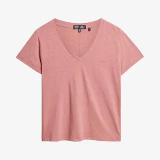 Superdry - Ruimvallend Geborduurd T-shirt Met V-hals - Dames - T-shirts