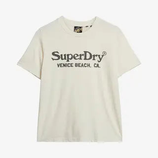 Superdry Metallic Venue Damen T-Shirt Cremeweiß/schwarz - M