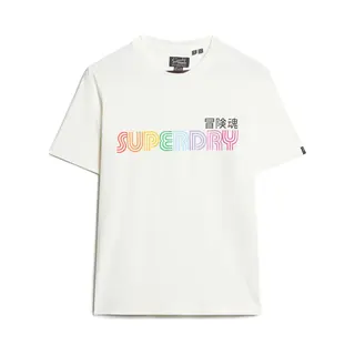 Superdry, Damen, Shirts, T-Shirt In Lässiger Passform Mit Regenbogen-Logo, Weiss, (10XL)