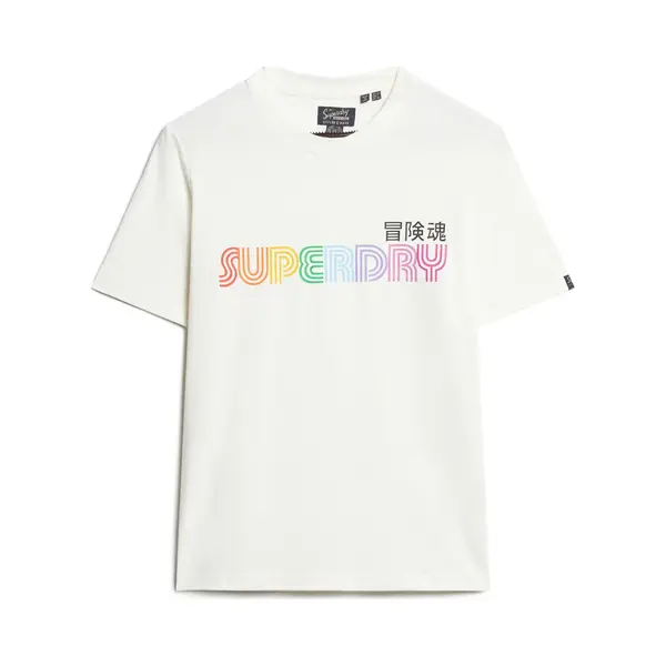 Superdry, Damen, Shirts, T-Shirt In Lässiger Passform Mit Regenbogen-Logo, Weiss, (10XL) thumbnail