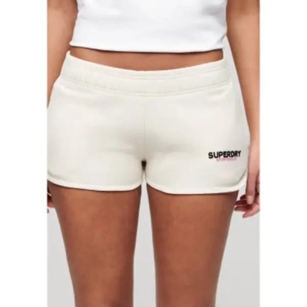 Superdry Für Damen. W7110416A Sportswear Racer Shorts Off-White (L), Weiß, Lässig, Baumwolle thumbnail