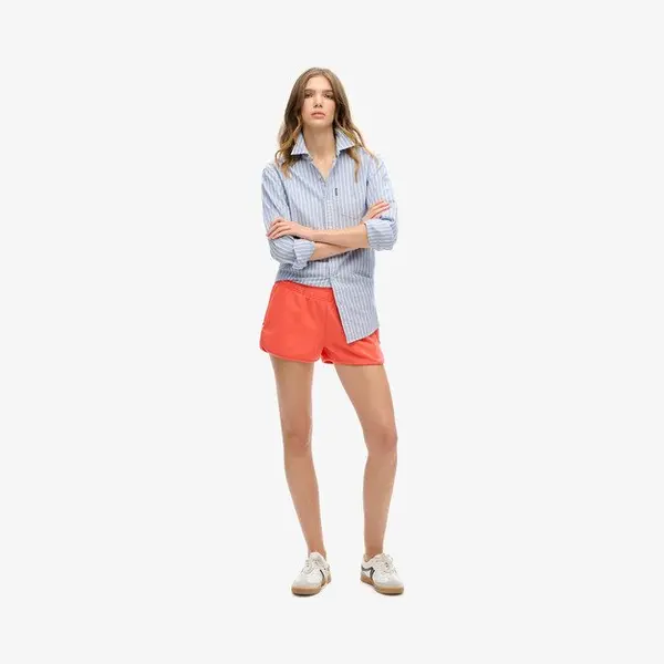 Superdry Damen Sports Tech Racer Shorts Leuchtend Korallrot 44 thumbnail