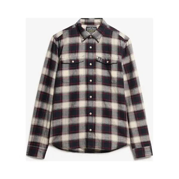 Superdry Herren The Merchant Store – Karohemd Aus Leinen Marineblau Kariert L thumbnail