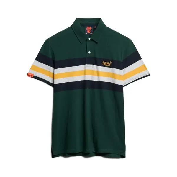 Superdry, Herren, Shirts, Leichtes Jersey-Polohemd Mit Streifen, Grün, (3XL) thumbnail