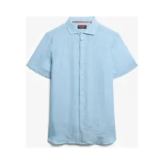 Superdry Herren Vacation Hemd Mit Kurzen Ärmeln Aus Leinen Meerblau Chambray Xxxl