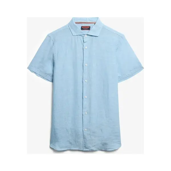 Superdry Herren Vacation Hemd Mit Kurzen Ärmeln Aus Leinen Meerblau Chambray Xxxl thumbnail