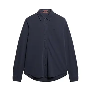Superdry Für Herren. M4011000A Vintage Getragenes Marineblaues Piqué-Hemd (Xxl), Lässig, Baumwolle, Langarm