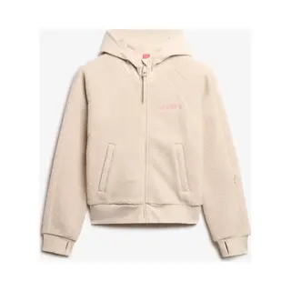 Superdry Damen Active Tech Fleece Kapuzenjacke Mit Reißverschluss Grau-Weiß 36