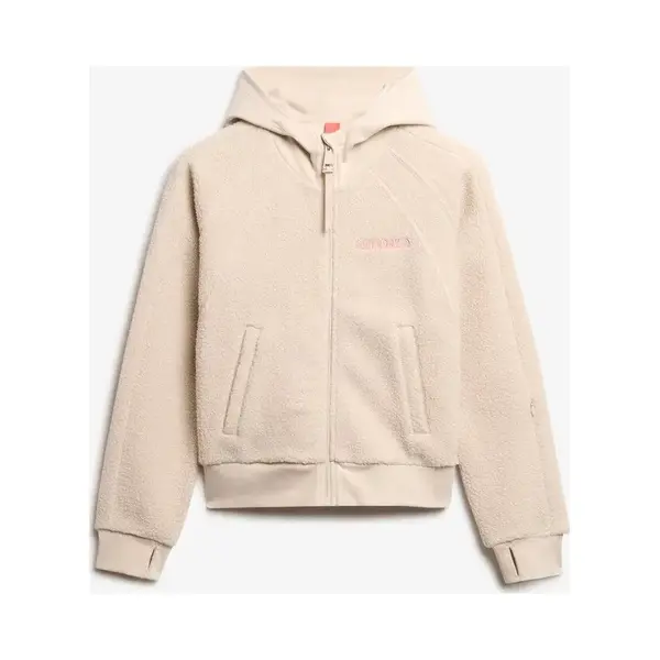 Superdry Damen Active Tech Fleece Kapuzenjacke Mit Reißverschluss Grau-Weiß 36 thumbnail
