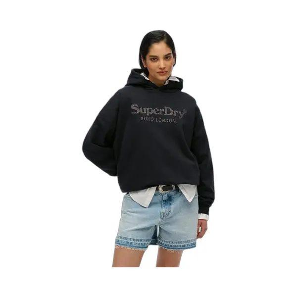 Superdry, Damen, Pullover, Lässiges Venue Hoodie In Metallic-Optik, Schwarz, (Xxs) thumbnail
