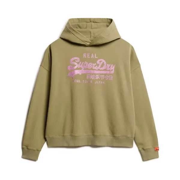 Superdry, Damen, Pullover, Vintage Logo Hoodie Mit Strassbesatz, Grün, (Xxs) thumbnail