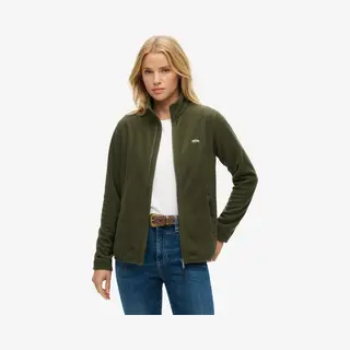 Superdry, Damen, Outdoorjacken, Polar Fleecejacke Mit Durchgehendem Reissverschluss (L), Grün, Braun, L