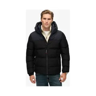 Superdry Colourblock Puffer Kapuzenjacke Schwarz - L