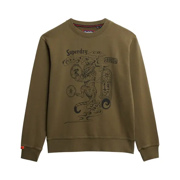 Superdry For Man. M2014249A Tokyo Narrative Loose Sweatshirt Brown Greenish Brown (S), Casual, Cotton thumbnail