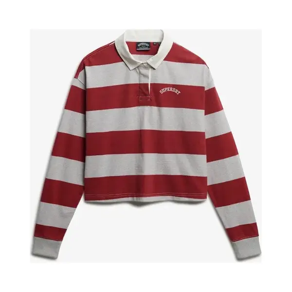 Superdry Ath Essential Stripe Lange Mouw Poloshirt Rood M Vrouw thumbnail