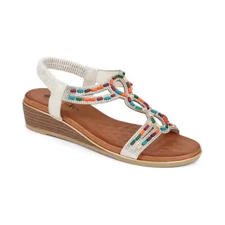Pavers Embellished Wedge Sandals In White