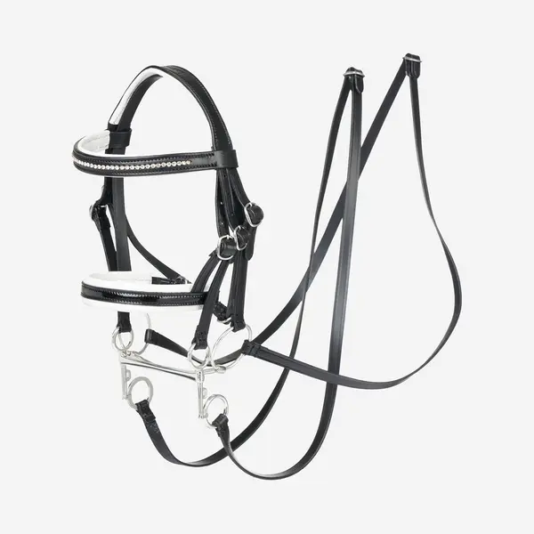 LeMieux Hobby Horse Double Bridle Black - Fits Hobby Horses - Leather With Functional Buckles - Two Sets Of Reins - Educational Toy thumbnail