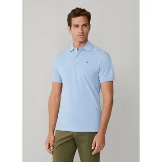 Hackett Londonvoor Mannen. HM5600093 Lichtblauw Slim Fit Piqué Poloshirt (Xl), Casual, Katoen, Korte Mouwen