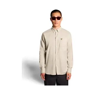 Lyle & Scott Plain Flannel Shirt - Met Lange Mouwen - Heren Beige - Maat L