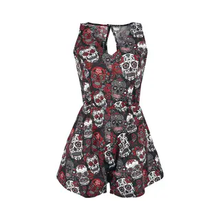 Rockabella Mortal Playsuit Jumpsuit Black Red