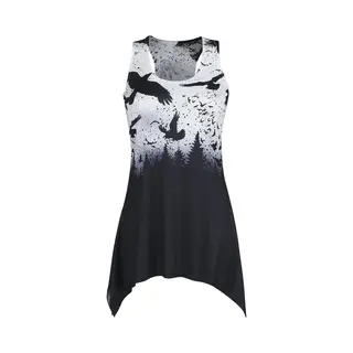 Vixxsin Crow Night Lace Panel Vest Top Black White