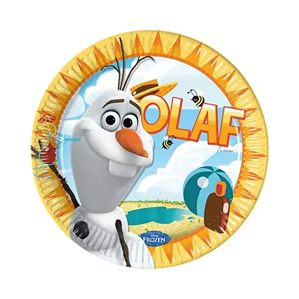 Procos Unique Party 71992 - 23cm Disney Frozen Party Plates, Pack Of 8 Featuring Summer Olaf thumbnail
