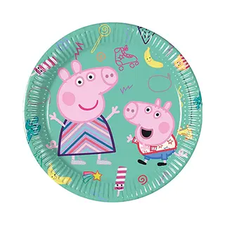 Procos 93488 Peppa Pig Party Plates Size 20 Cm Pack Of 8 Disposable Paper Plates Children's Birthday Party Tableware Fsc® Mix