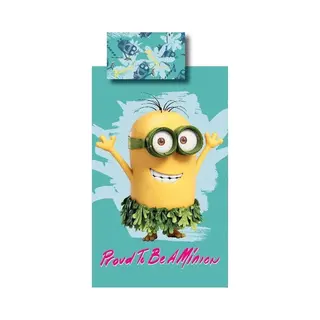 Minions Proud To Be A Minion - Dekbedovertrek - 140x200 - Blauwgroen