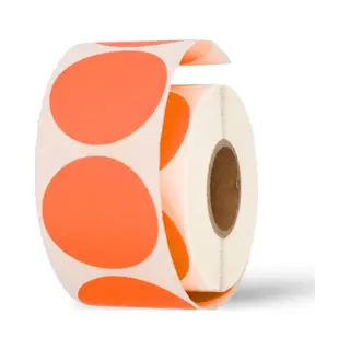 kadoonline Etiketten - Stickers - Sluitzegels - Fluor Rood Ø35 Mm - Rol Van 1000 Stuks
