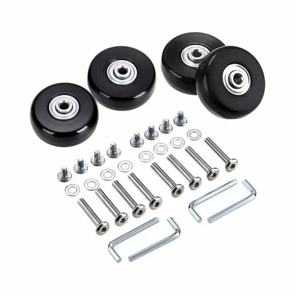 4 Stuks 45x18mm Kofferwielen Vervanging Voor Zwarte Bagagewielen Vervanging Voor Samsonite, Outdoor Skate Vervangingswielen, Rubberen Zwenkwielen Met thumbnail