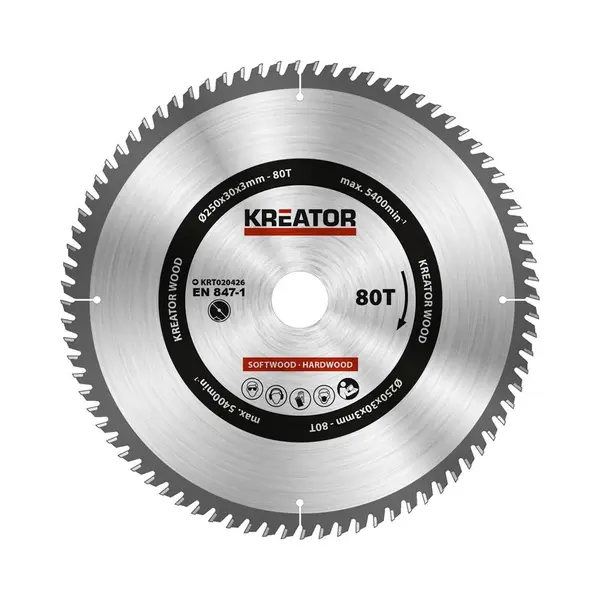 Kreator, Zaagbladen, KRT020426 Zaagblad Hout 250 Mm -80T thumbnail
