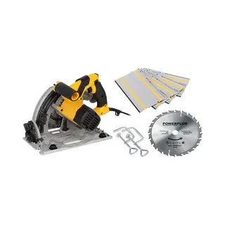 Powerplus Elektro-Tauchsäge POWX0562-1200W Elektrowerkzeug, Ø165mm - Seitenführung - Elektrische Säge Mit Seitlicher Führungsschiene - Werkzeug