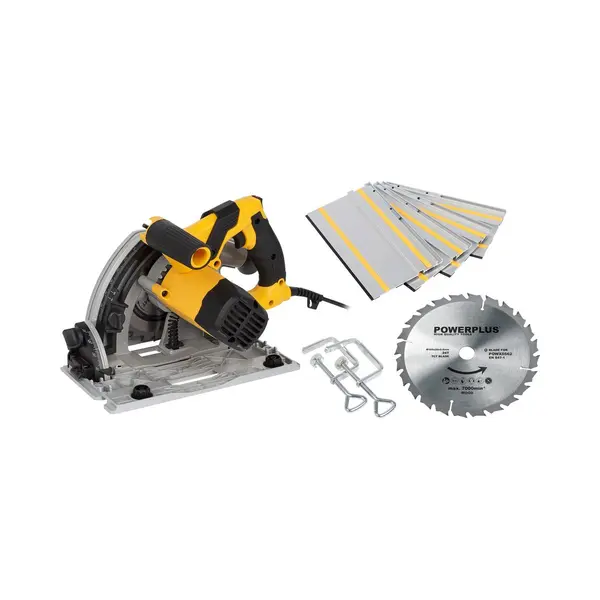 Powerplus Elektro-Tauchsäge POWX0562-1200W Elektrowerkzeug, Ø165mm - Seitenführung - Elektrische Säge Mit Seitlicher Führungsschiene - Werkzeug thumbnail