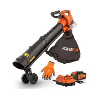 Powerplus POWDPGBVS1 - Accu Bladblazer/-zuiger 40V - 2x20V 2.5Ah Batterij En Lader + Handschoenen
