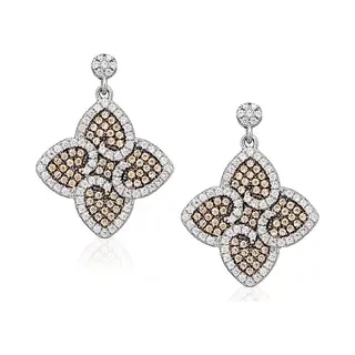 Orphelia Oorbel Klaver Brown/White Zirconium Sterling Zilver 925
