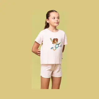 Woody Pyjama Meisjes/dames - Lichtroze - Leeuw - 241-10-Pzg-Z/406 - Maat 116