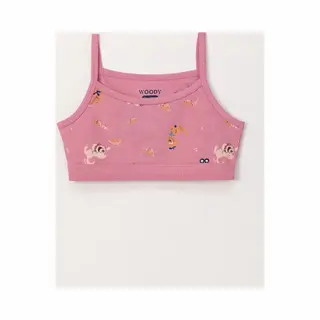 Woody Meisjes Topje – Roze Met Labradoodle Print – Zacht Katoen – Onderhemdje Of Top - 8 Jaar