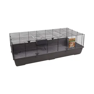 PetsFirst Kooi Mobi - Cavia - Dwergkonijnen - Clipsluitingen - Grijs Zwart - 137.5 Cm L X 68.5 Cm B X 43 Cm H