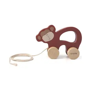 Trixie Houten Trekspeeltje - Mr. Monkey - Voor De Eerste Stapjes - Babyspeelgoed - Voor Jongens & Meisjes - Aap