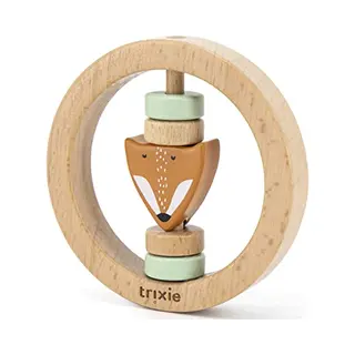 Trixie Houten Ronde Rammelaar - Mr. Fox - Eerste Speelgoed Baby - Kraamcadeau - Voor Jongens & Meisjes