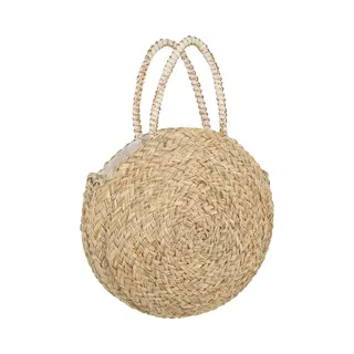 J-Line Strandtas Rond + Kwast - Zeegras - Naturel/wit