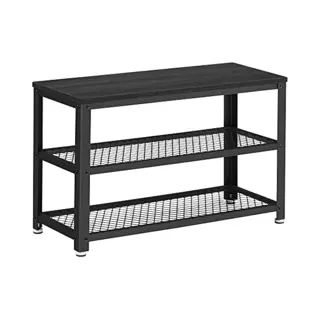 Acaza Schuhbank, Schuhregal Mit 3 Ebenen, Metallgestell, Für Eingang, Wohnzimmer, Flur, 73 X 30 X 45 Cm, Schwarz
