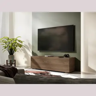 Mobistoxx Tv Meubel - Tv Kast - Walnoot - 140 Cm - Klapdeur Met 3 Vakken - Met Gasveren En Kabeldoorgangen - Tv Kast Hout - Televisiemeubel Kingston