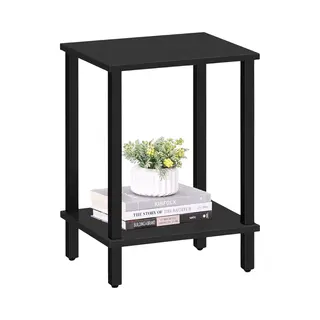 Acaza Bijzettafel - Tafeltje - Zwart - 38 X 30 X 55 Cm (L X B X H) - Nachtkastje - Tafel Industrieel - Banktafel - Bijzettafels - Bijzettafel Zwart -