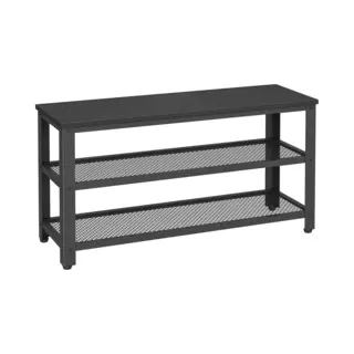Acaza Schoenenrek - Schoenenbank - Schoenenkast - 90 X 45 X 30 Cm - Industrieel Design - Metaal Met Hout - Zwart