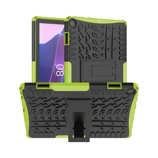 Tablethoes Geschikt Voor Lenovo Tab M10 Gen 3 Hoesje - Rugged Kickstand Back Cover - Groen