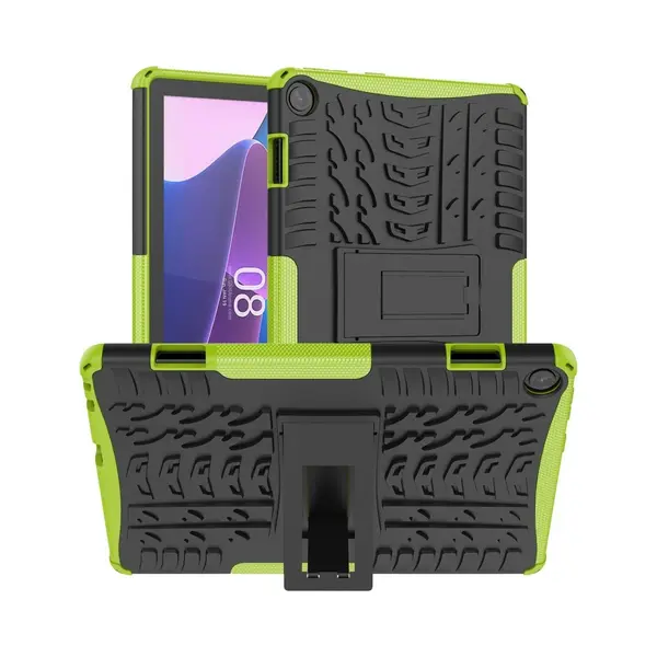 Tablethoes Geschikt Voor Lenovo Tab M10 Gen 3 Hoesje - Rugged Kickstand Back Cover - Groen thumbnail