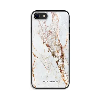 Case Company® - Hoesje Geschikt Voor IPhone Se 2020 Hoesje - Goud Marmer - Biologisch Afbreekbaar Telefoonhoesje - Bescherming Alle Kanten En