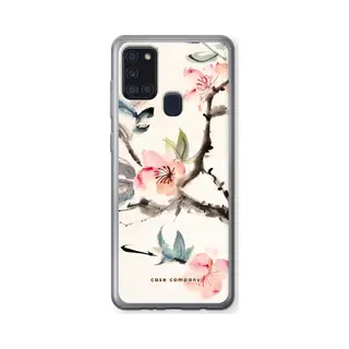 Case Company® - Hoesje Geschikt Voor Samsung Galaxy A21s Hoesje - Japanse Bloemen - Soft Cover Telefoonhoesje - Bescherming Aan Alle Kanten En